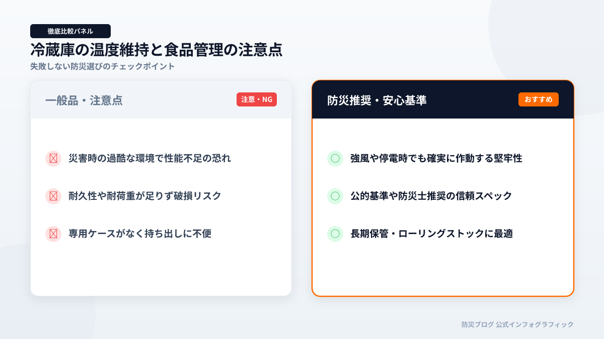冷蔵庫の温度維持と食品管理の注意点のインフォグラフィック図解